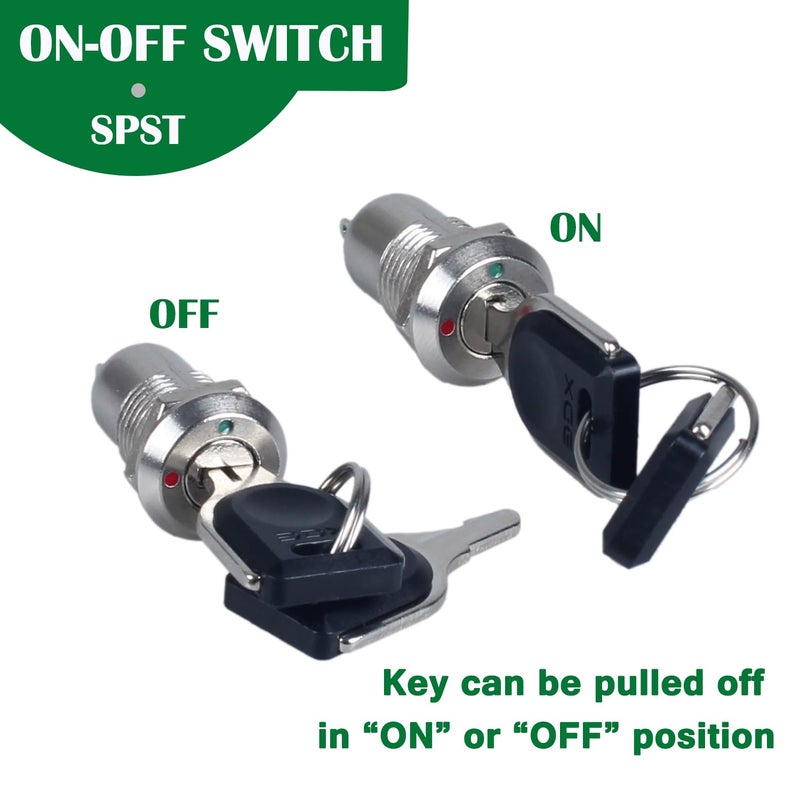 DMWD 2Pcs 12mm ON Off Metal Key Lock Switches 2Pin 2Positions Lock Maintained Latching Key Switch Control Switch - Image 4